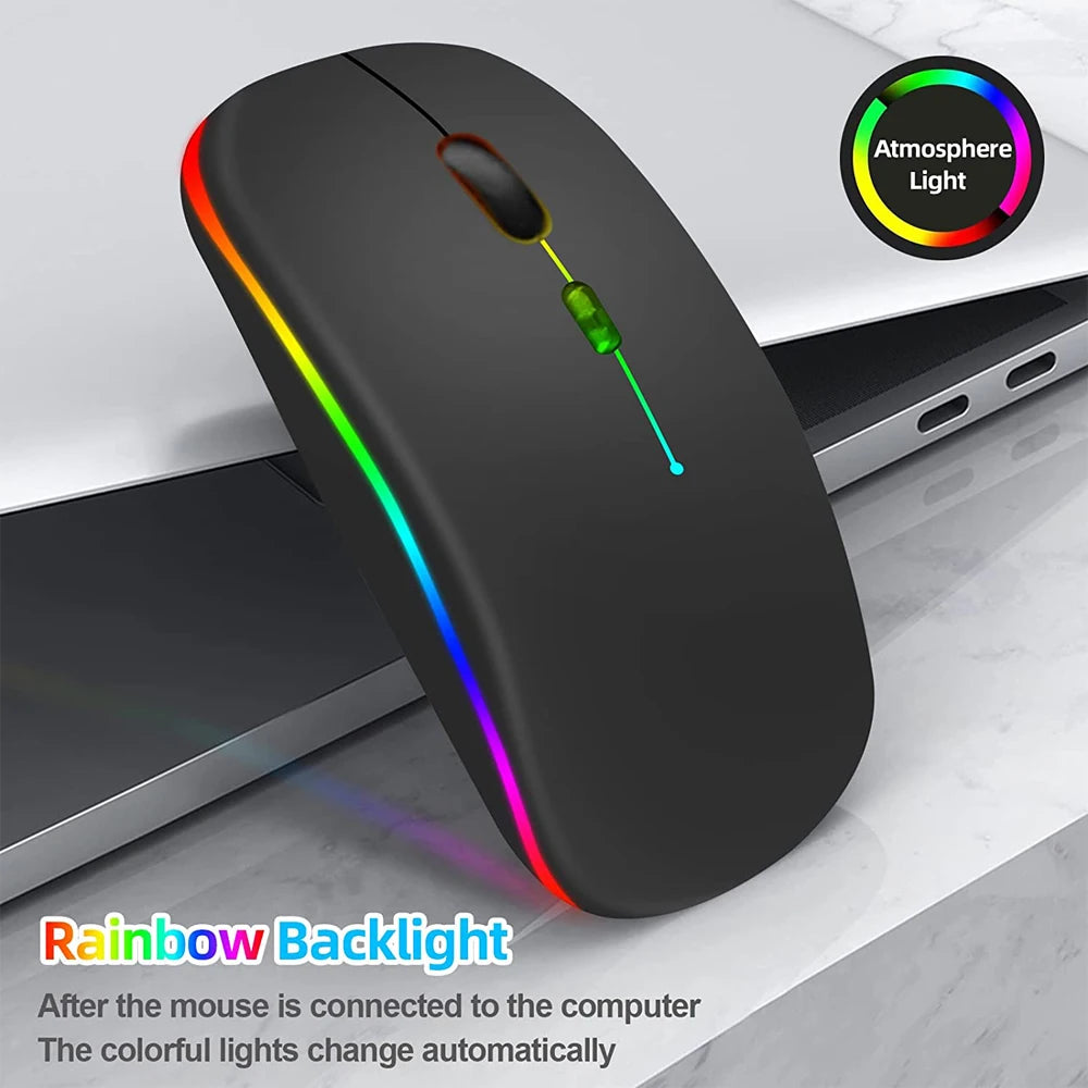 Souris Sans Fil Pro™ RGB Silencieuse — Rechargeable, Bluetooth 5.1 + 2,4GHz, 1600 DPI