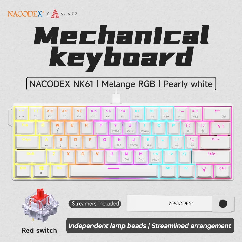 Clavier Mécanique Gaming Pro™ NK61 — 61 Touches Hot-Swap RGB, Switch Red, 60%