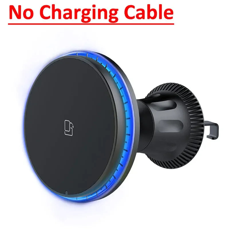 Chargeur Voiture Magnétique Pro™ — Sans Fil 15W MagSafe, Support Grille RGB/LED