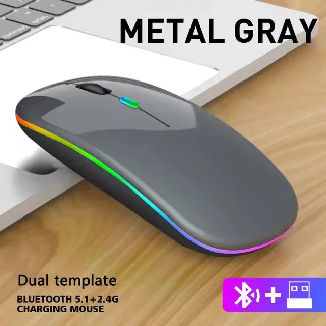 Souris Sans Fil Pro™ RGB Silencieuse — Rechargeable, Bluetooth 5.1 + 2,4GHz, 1600 DPI