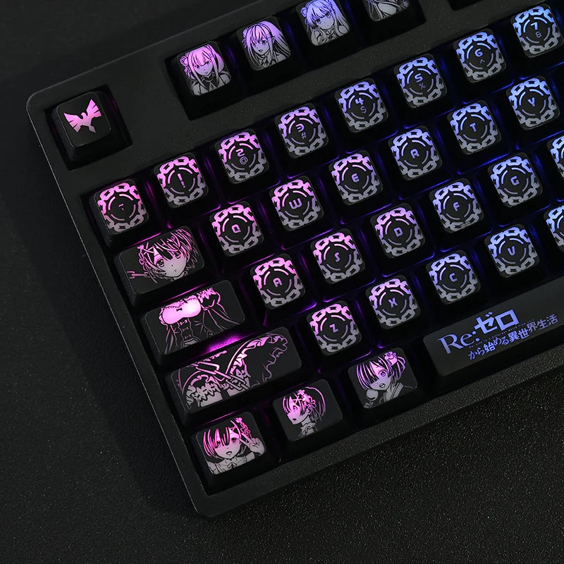 Rem Anime Keycaps Pro™ — Rétroéclairés, Compatible MX / Logitech / Razer / Corsair