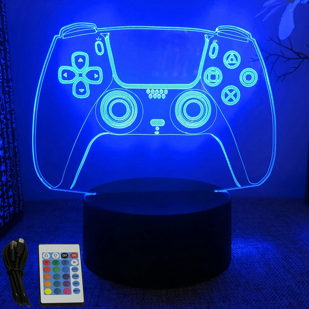 Lampe 3D LED Gaming Pro™ — Veilleuse RGB Personnalisée pour Setup Gamer