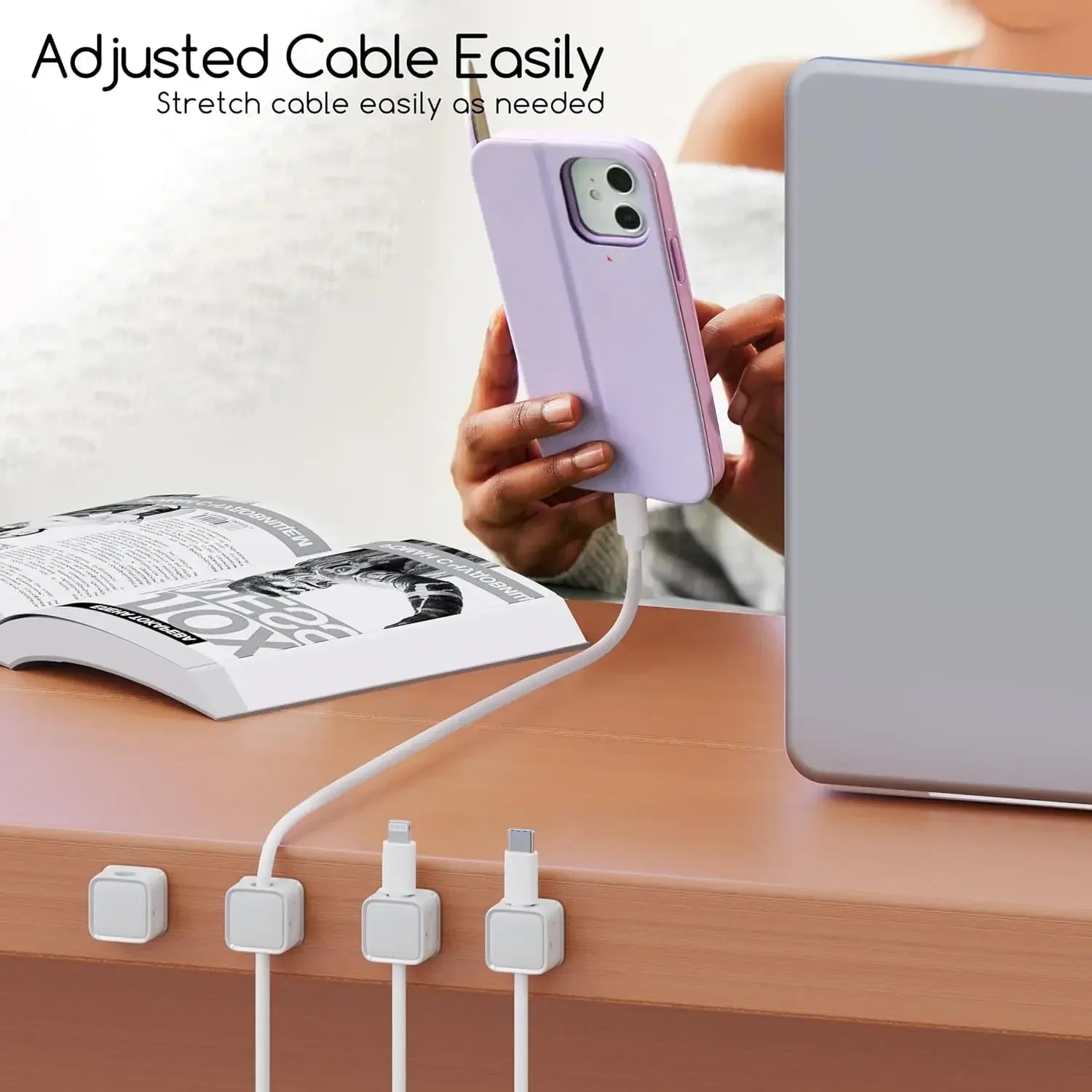 Clips Magnétiques Gestion de Câbles Pro™ — Organisateur Bureau, Lot de 1 à 6