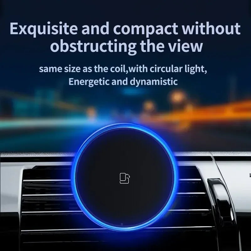 Chargeur Voiture Magnétique Pro™ — Sans Fil 15W MagSafe, Support Grille RGB/LED