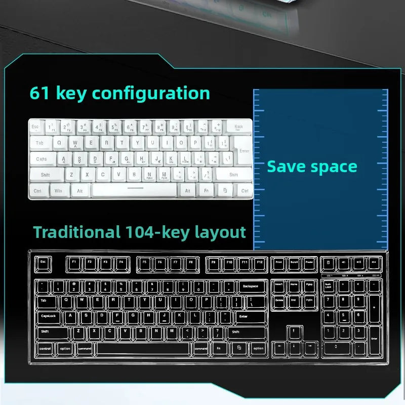 Clavier Gaming 60% RGB Pro™ — Compact, Filaire USB, Rétroéclairage Multicolore