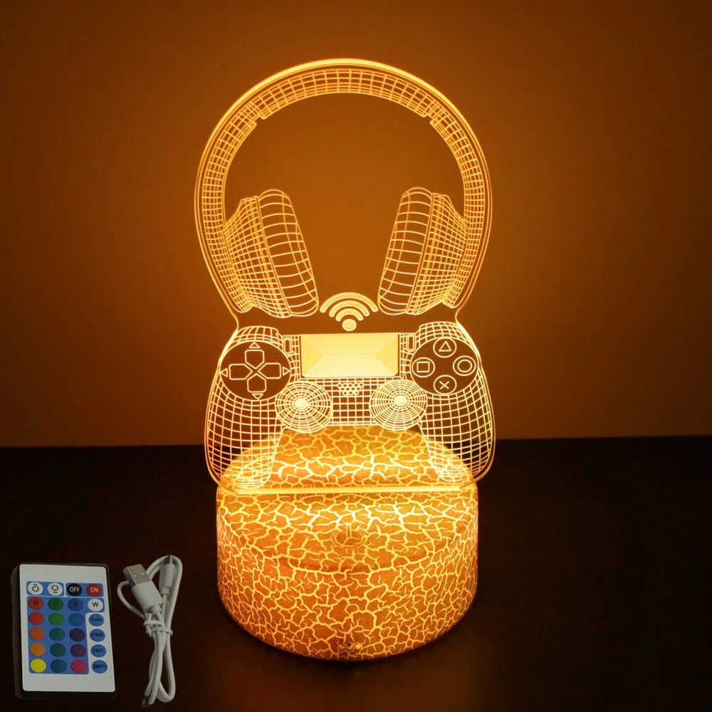 Lampe 3D LED Gaming Pro™ — Veilleuse RGB Personnalisée pour Setup Gamer