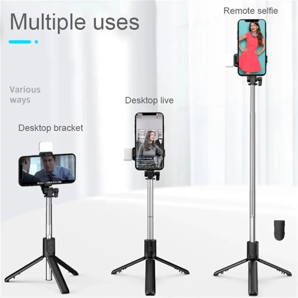 Perche Selfie Pro™ – Trépied Bluetooth avec Télécommande & Lumière