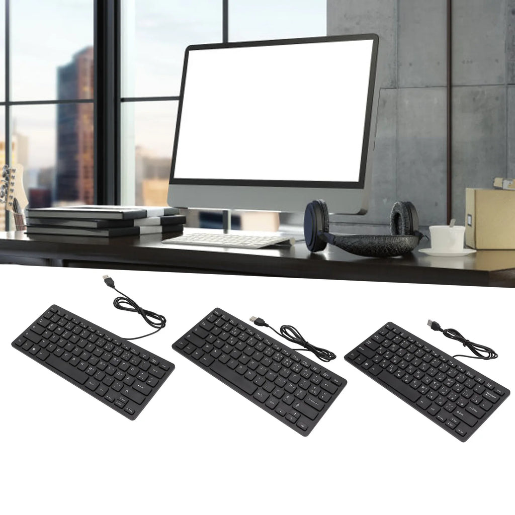 Clavier Ultra-Fin 78 Touches Pro™ — Silencieux, USB Filaire, Disposition FR/RU/DE