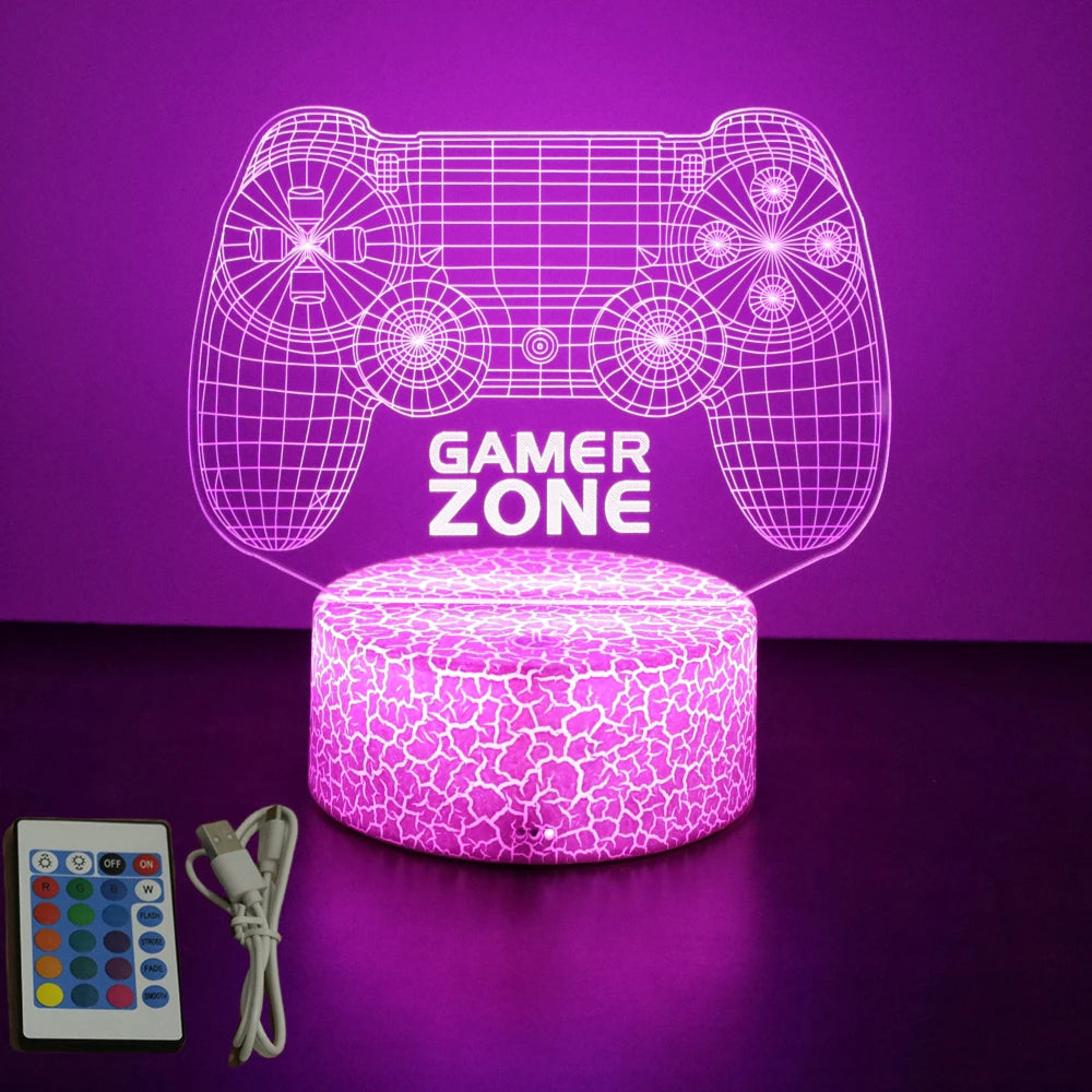 Lampe 3D LED Gaming Pro™ — Veilleuse RGB Personnalisée pour Setup Gamer