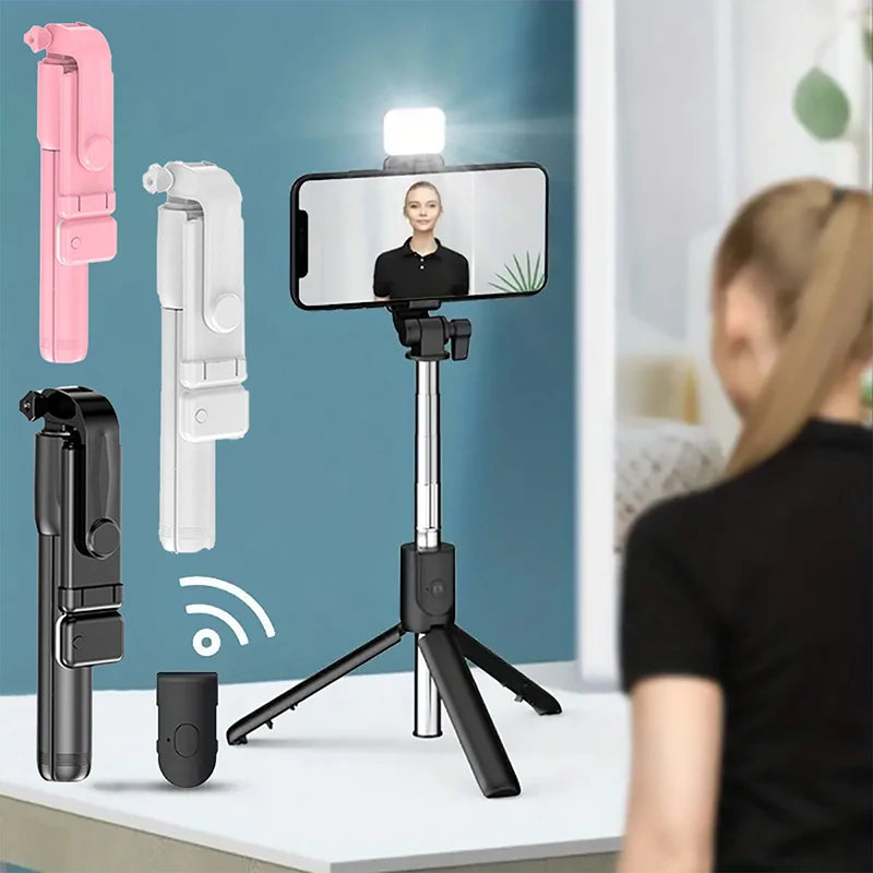 Perche Selfie Pro™ – Trépied Bluetooth avec Télécommande & Lumière