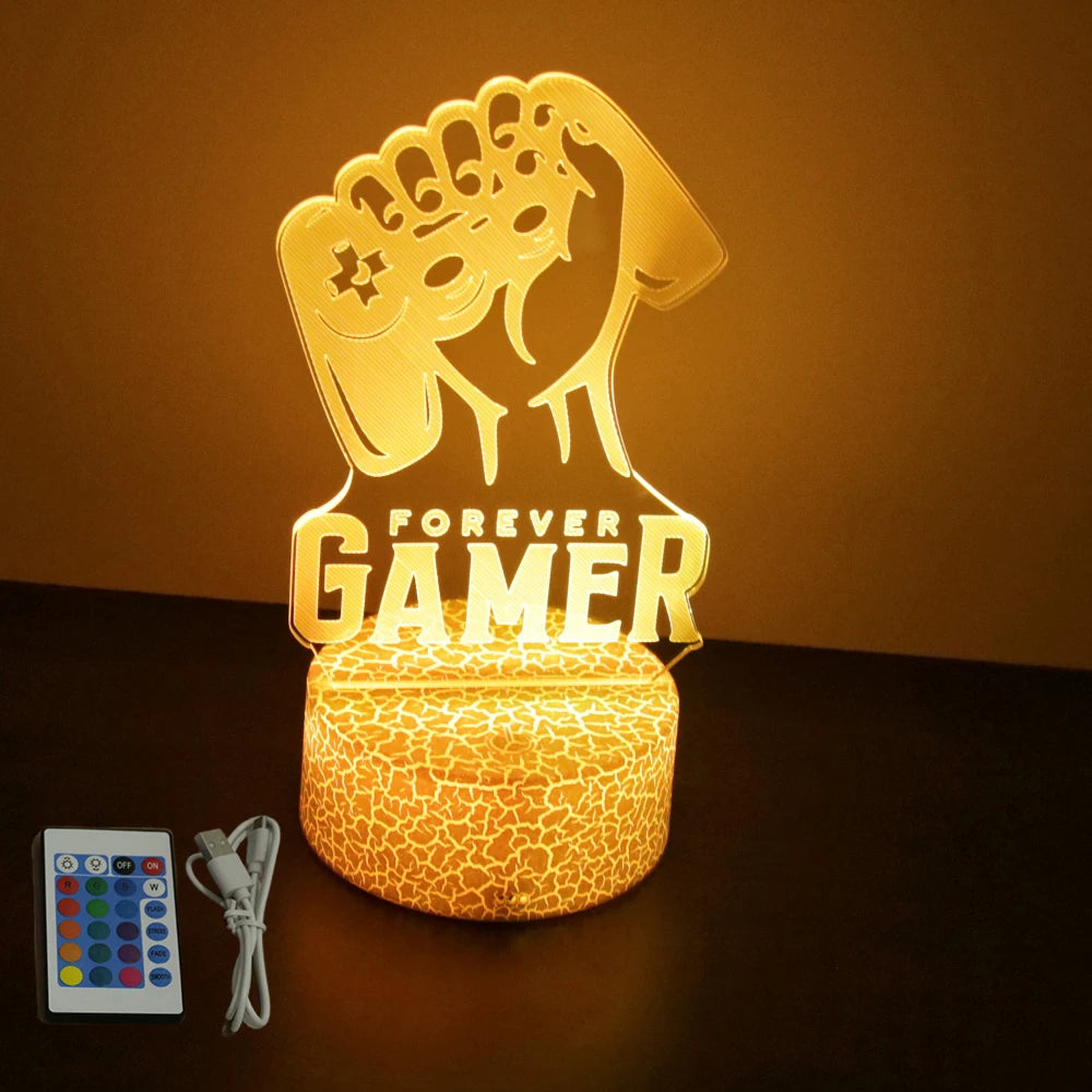 Lampe 3D LED Gaming Pro™ — Veilleuse RGB Personnalisée pour Setup Gamer