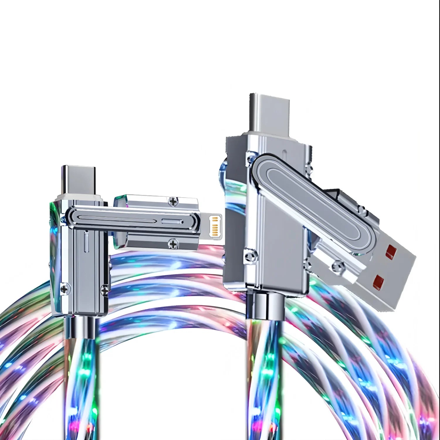 Câble USB-C 4-en-1 Pro™ RGB — Charge Rapide 240W & Transfert de Données