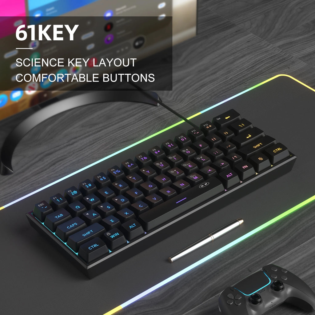 Clavier Gaming Compact Pro™ 61 Touches — RGB, Waterproof IPX4, Feeling Mécanique
