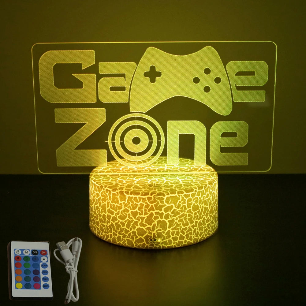 Lampe 3D LED Gaming Pro™ — Veilleuse RGB Personnalisée pour Setup Gamer