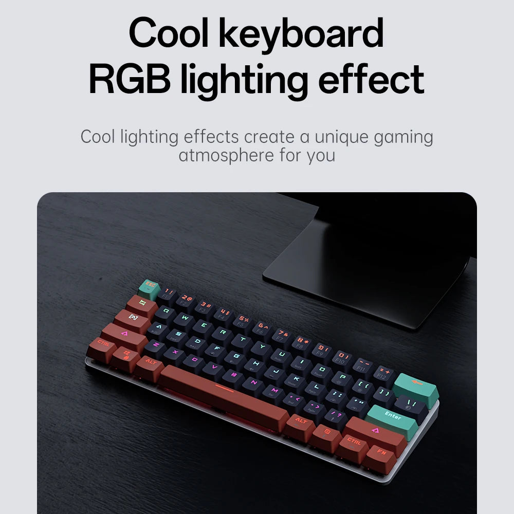 Clavier Mécanique Gaming Pro™ 61 Touches — Hot-Swap, Switch Red, RGB Compact