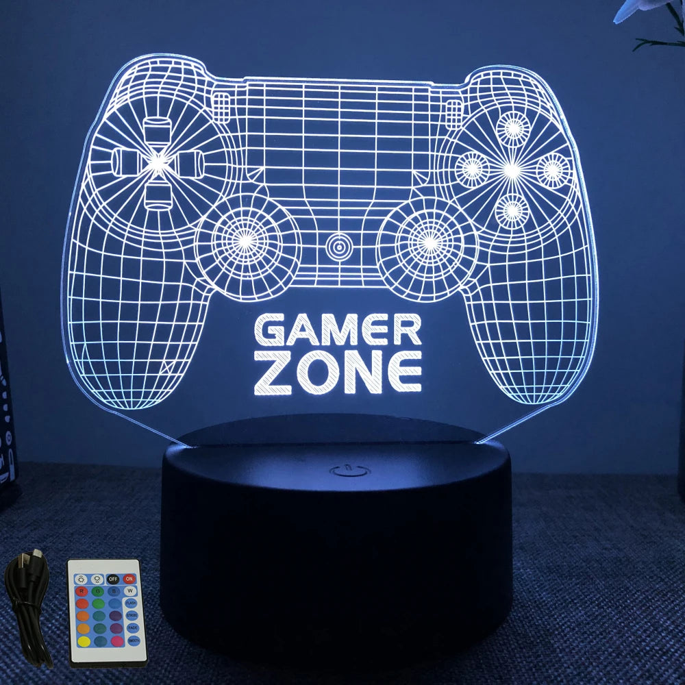 Lampe 3D LED Gaming Pro™ — Veilleuse RGB Personnalisée pour Setup Gamer