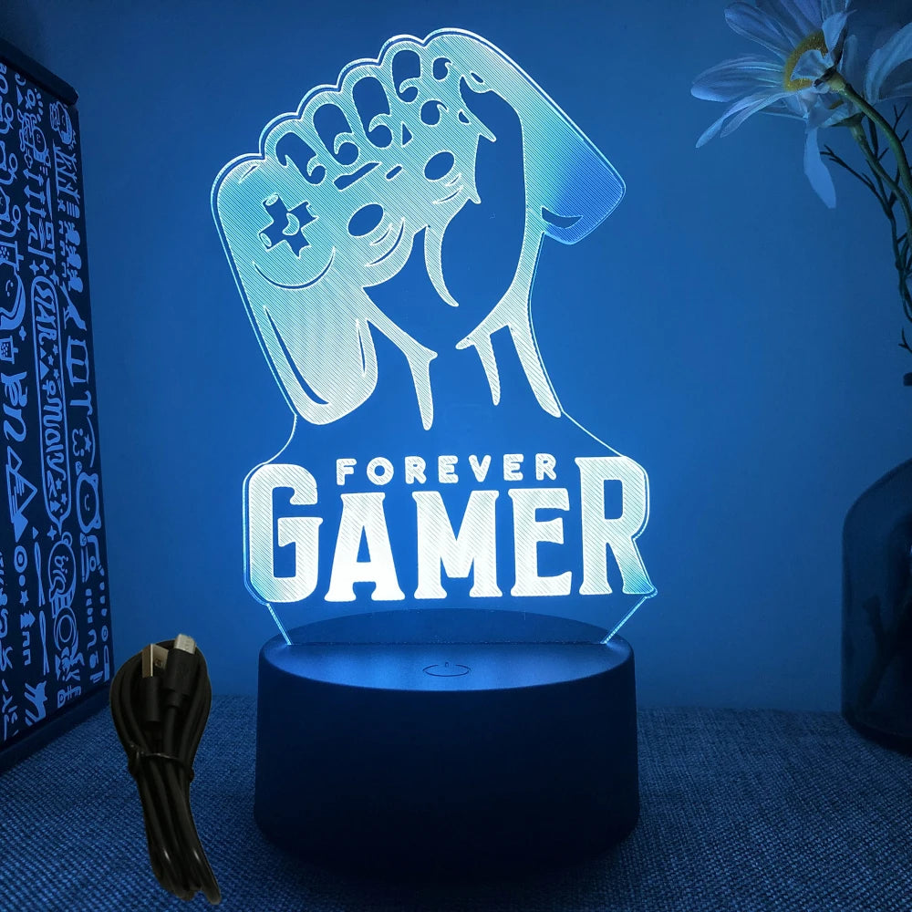 Lampe 3D LED Gaming Pro™ — Veilleuse RGB Personnalisée pour Setup Gamer