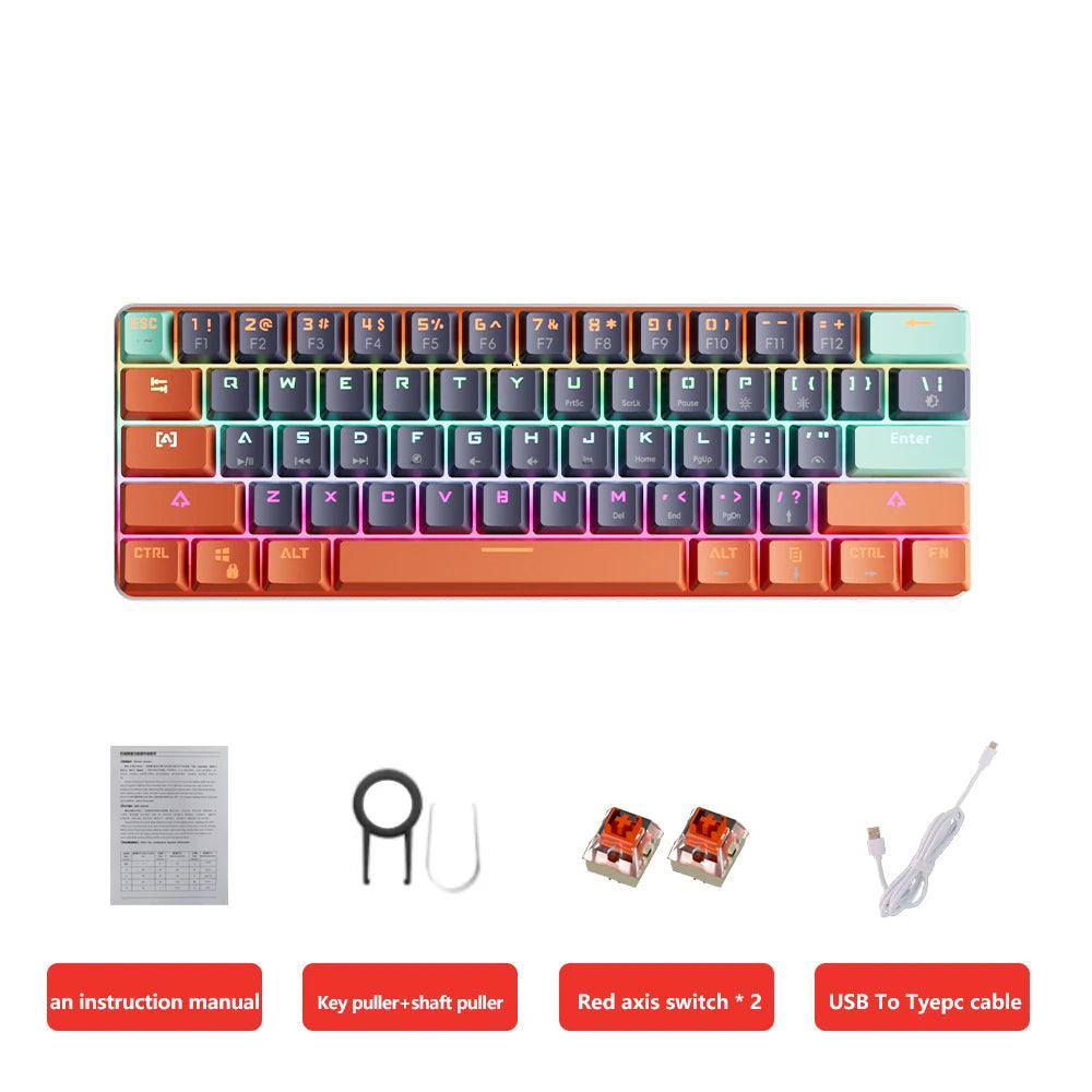 Clavier Mécanique Gaming Pro™ 61 Touches — Hot-Swap, Switch Red, RGB Compact