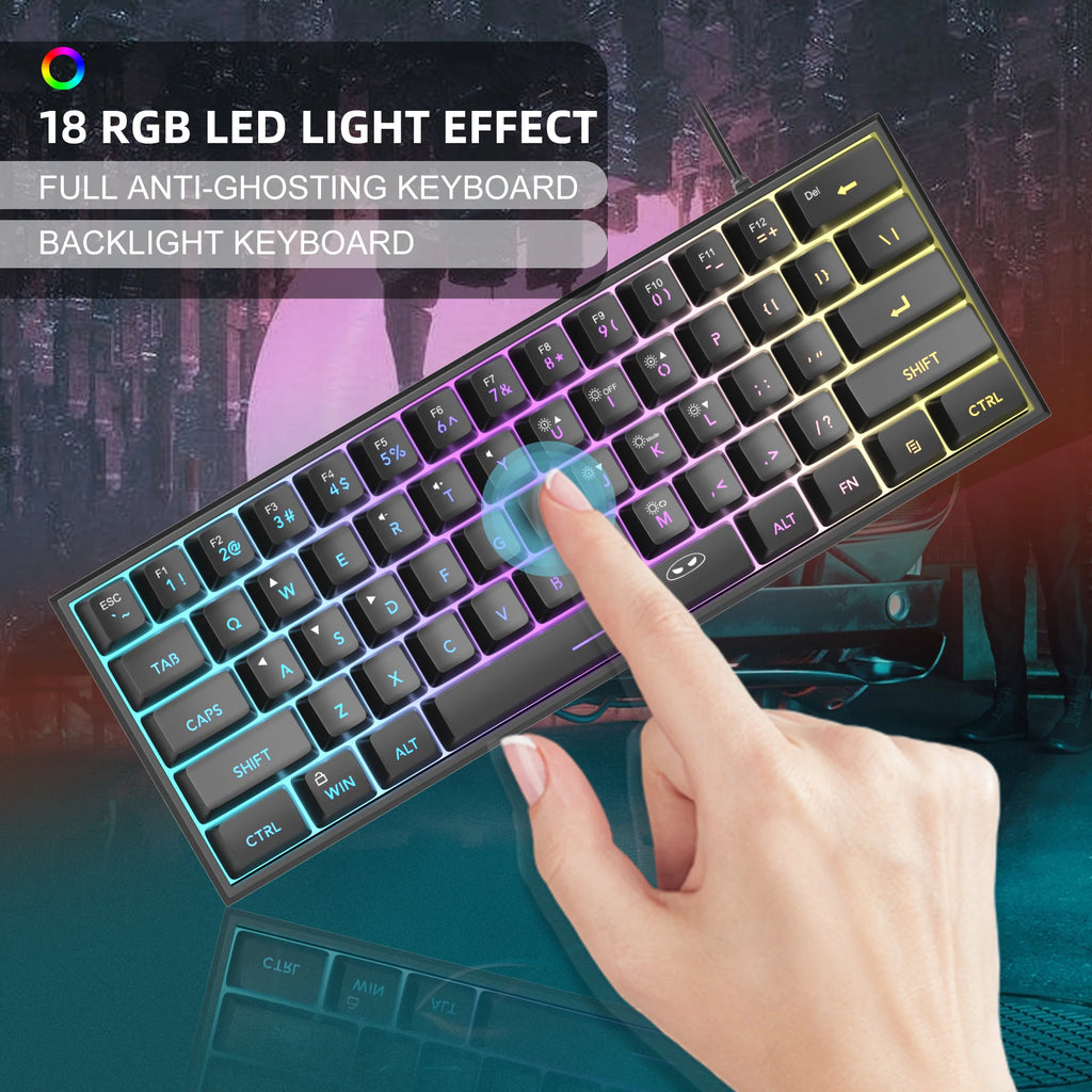 Clavier Gaming Compact Pro™ 61 Touches — RGB, Waterproof IPX4, Feeling Mécanique