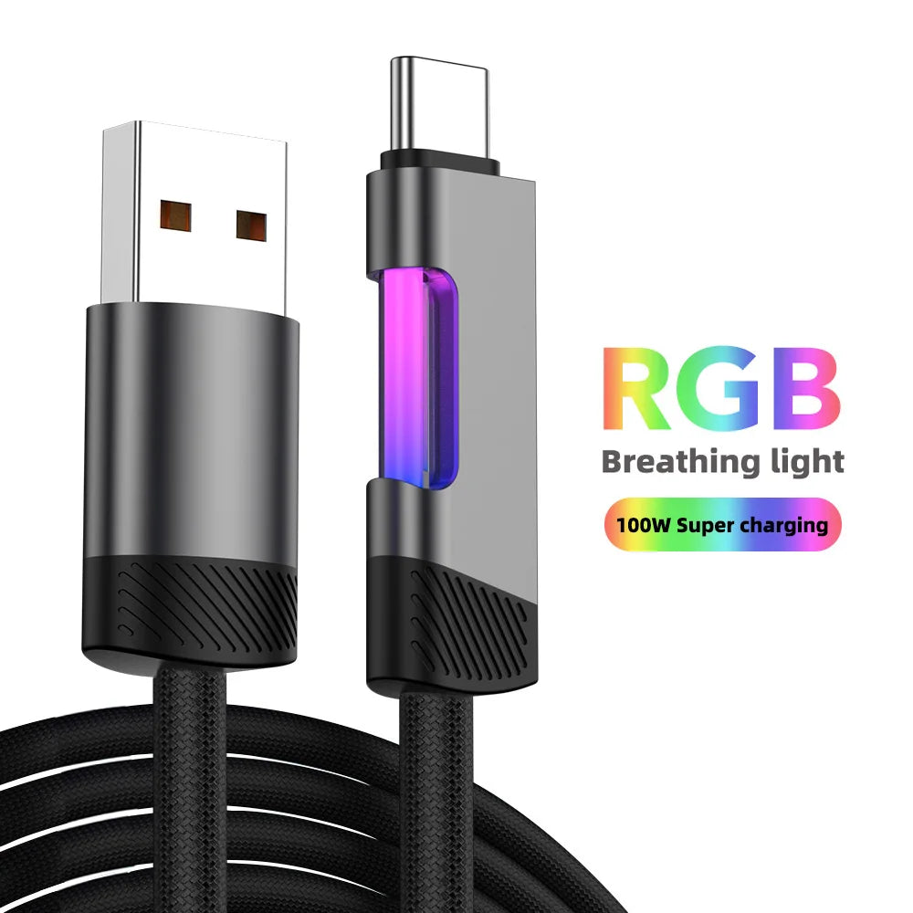 Câble USB-C RGB Pro™ — Charge Rapide 120W 6A avec Éclairage Ambiant