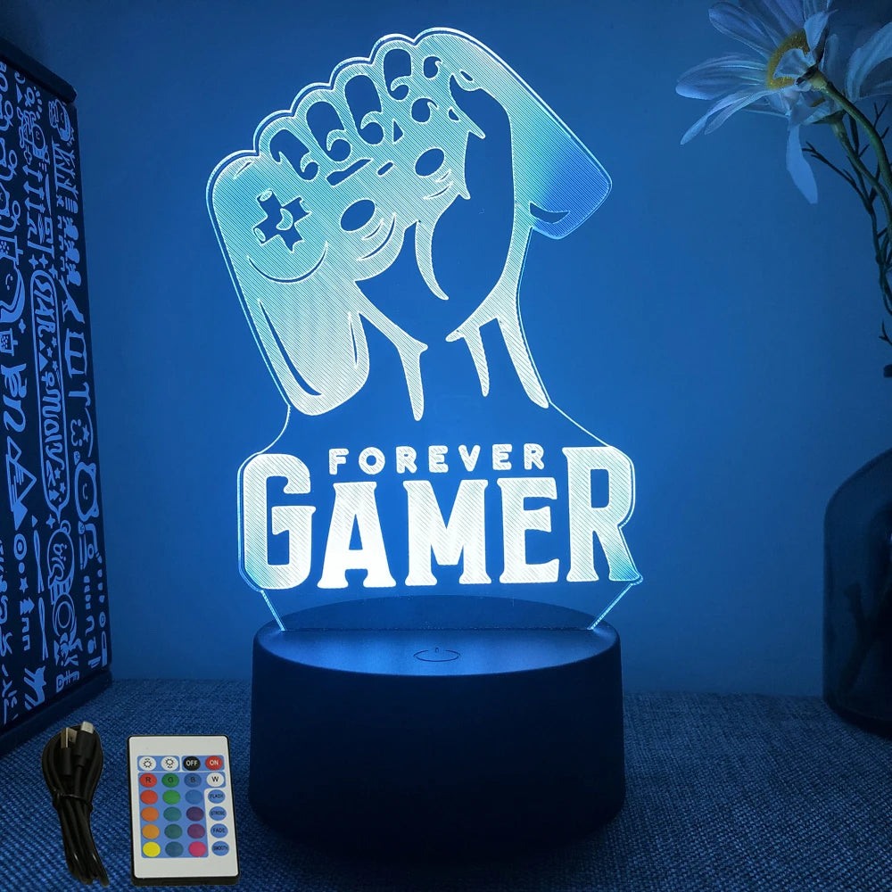 Lampe 3D LED Gaming Pro™ — Veilleuse RGB Personnalisée pour Setup Gamer