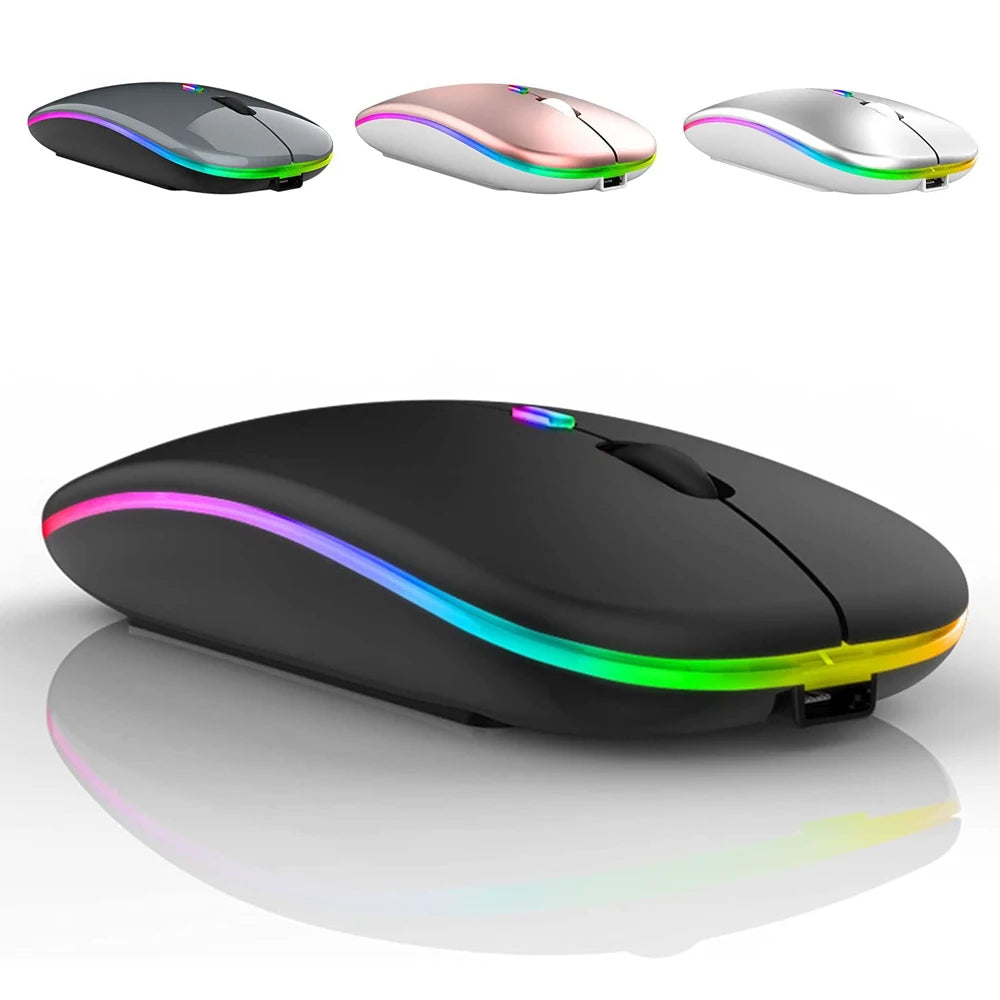 Souris Sans Fil Pro™ RGB Silencieuse — Rechargeable, Bluetooth 5.1 + 2,4GHz, 1600 DPI