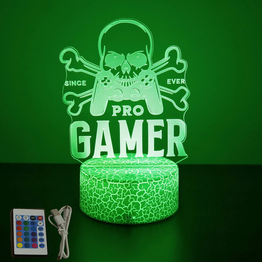 Lampe 3D LED Gaming Pro™ — Veilleuse RGB Personnalisée pour Setup Gamer
