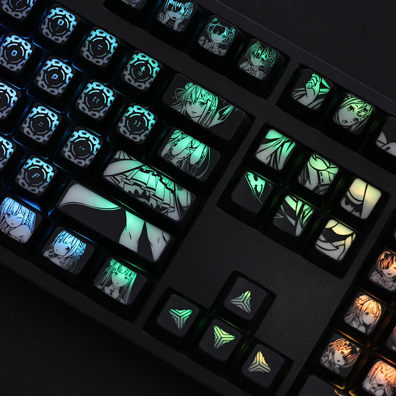 Rem Anime Keycaps Pro™ — Rétroéclairés, Compatible MX / Logitech / Razer / Corsair