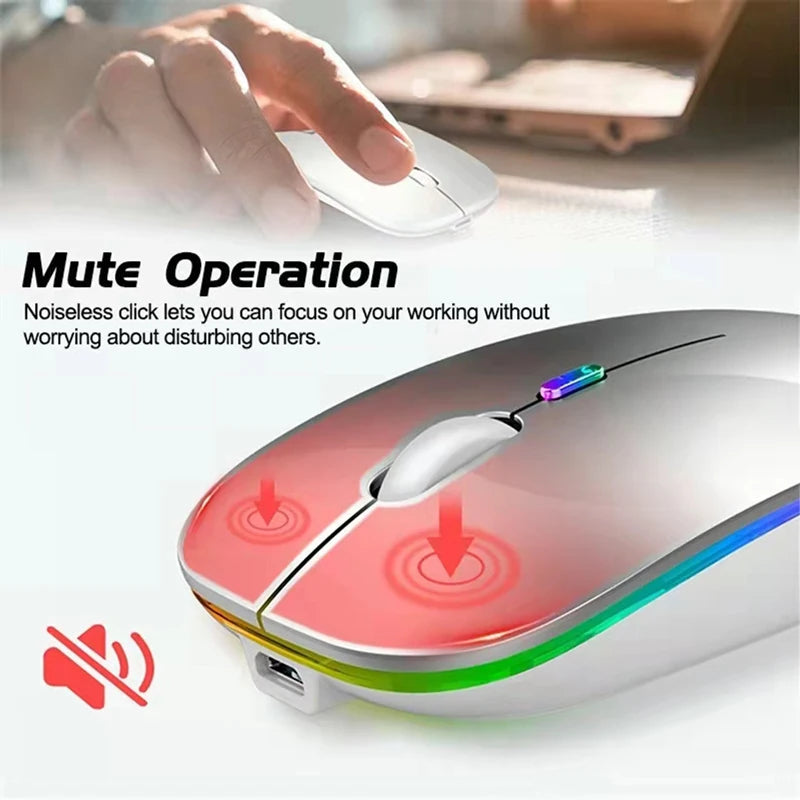 Souris Sans Fil Pro™ RGB Silencieuse — Rechargeable, Bluetooth 5.1 + 2,4GHz, 1600 DPI