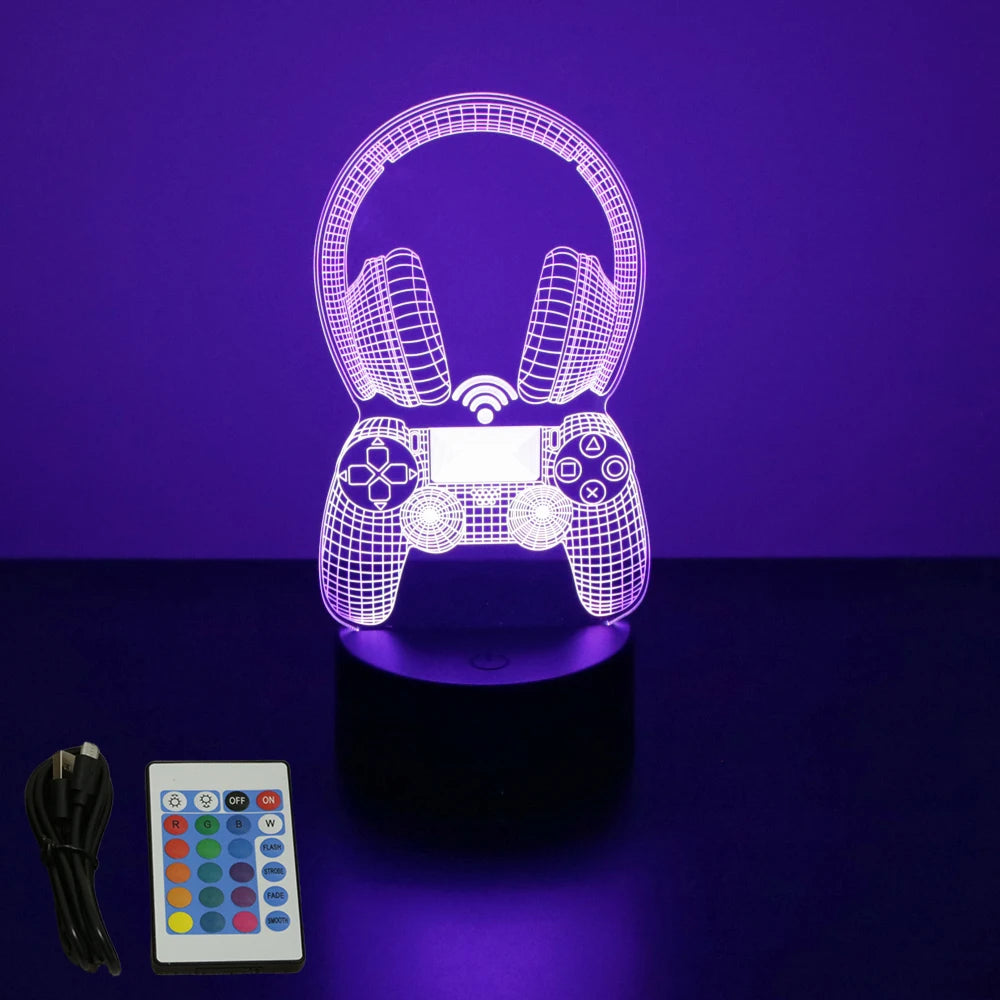 Lampe 3D LED Gaming Pro™ — Veilleuse RGB Personnalisée pour Setup Gamer