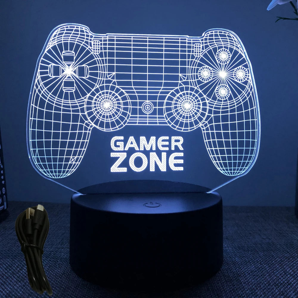 Lampe 3D LED Gaming Pro™ — Veilleuse RGB Personnalisée pour Setup Gamer