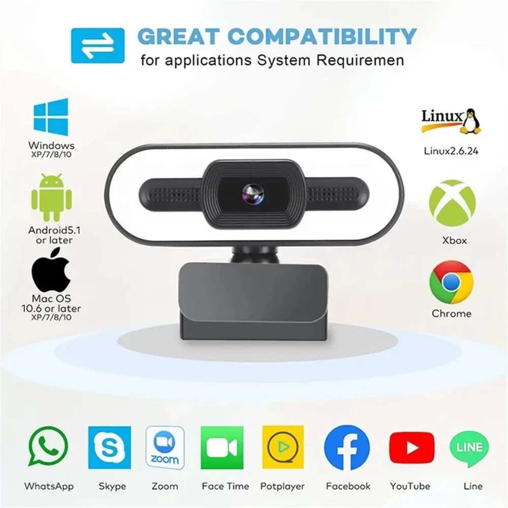 Webcam Pro™ Autofocus 4K/2K/1080P — Micro Intégré, Plug & Play