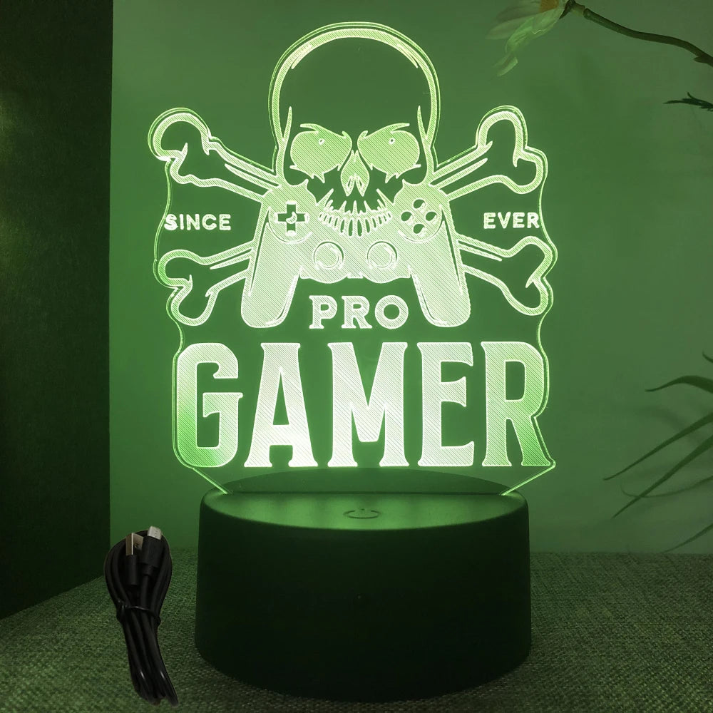 Lampe 3D LED Gaming Pro™ — Veilleuse RGB Personnalisée pour Setup Gamer