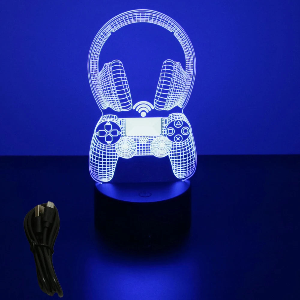 Lampe 3D LED Gaming Pro™ — Veilleuse RGB Personnalisée pour Setup Gamer