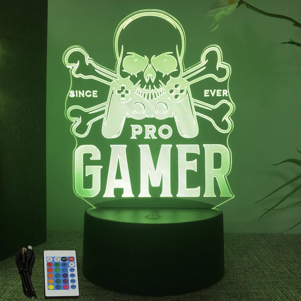 Lampe 3D LED Gaming Pro™ — Veilleuse RGB Personnalisée pour Setup Gamer