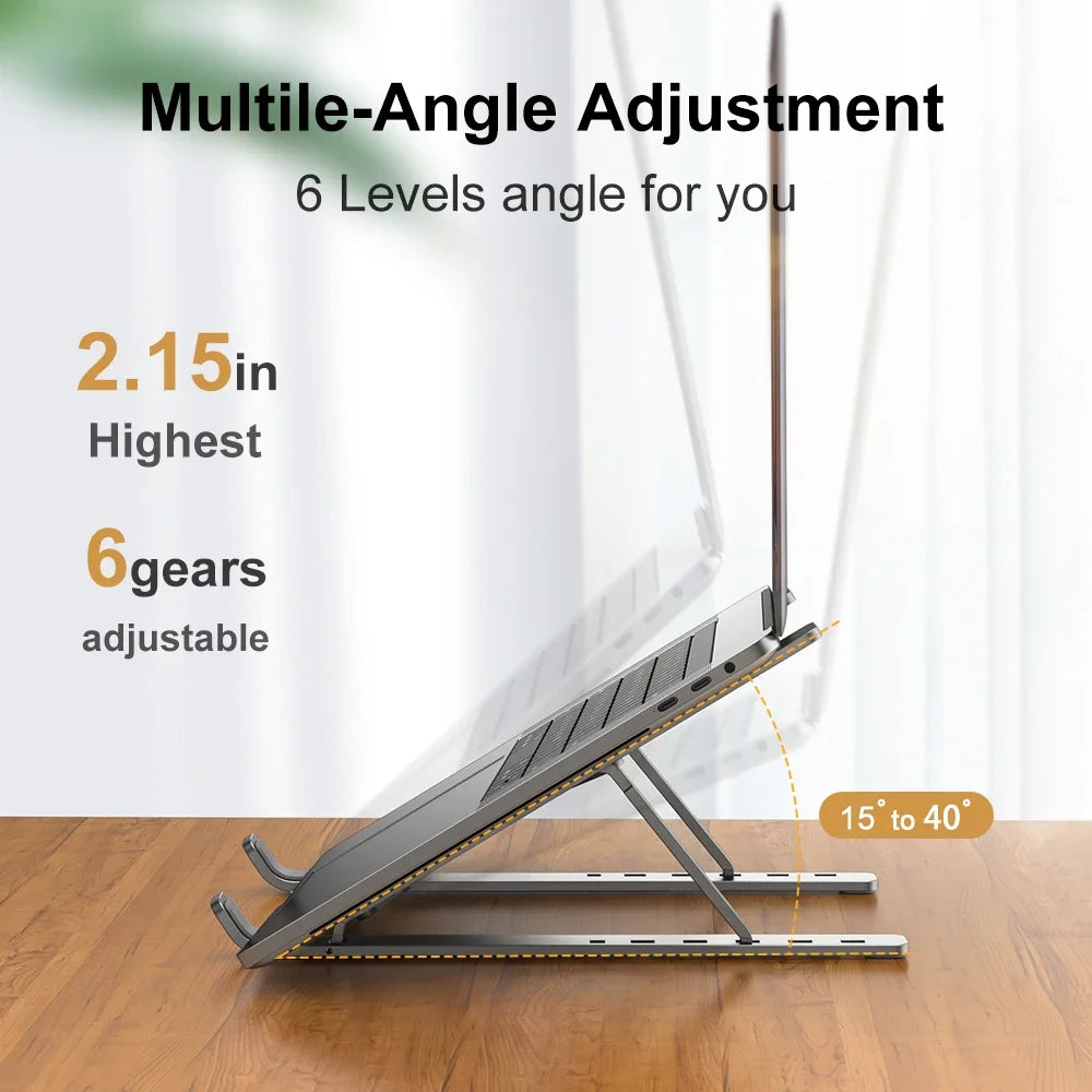 Support Laptop Aluminium Pro™ — Stand Pliable Ergonomique 6 Niveaux