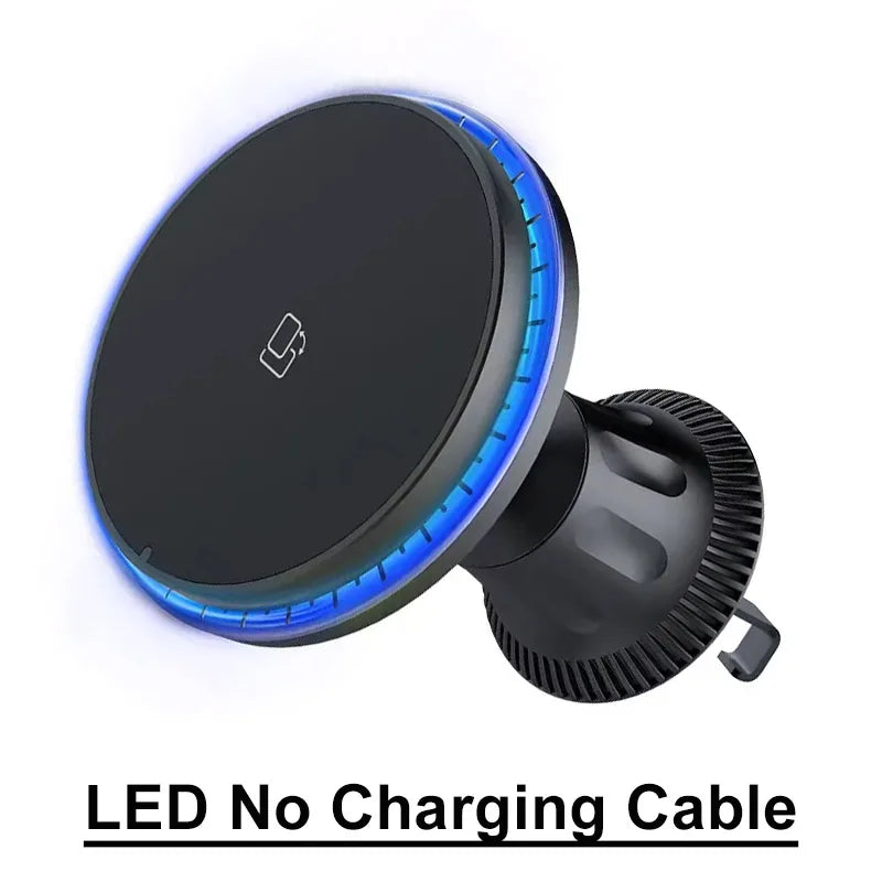Chargeur Voiture Magnétique Pro™ — Sans Fil 15W MagSafe, Support Grille RGB/LED