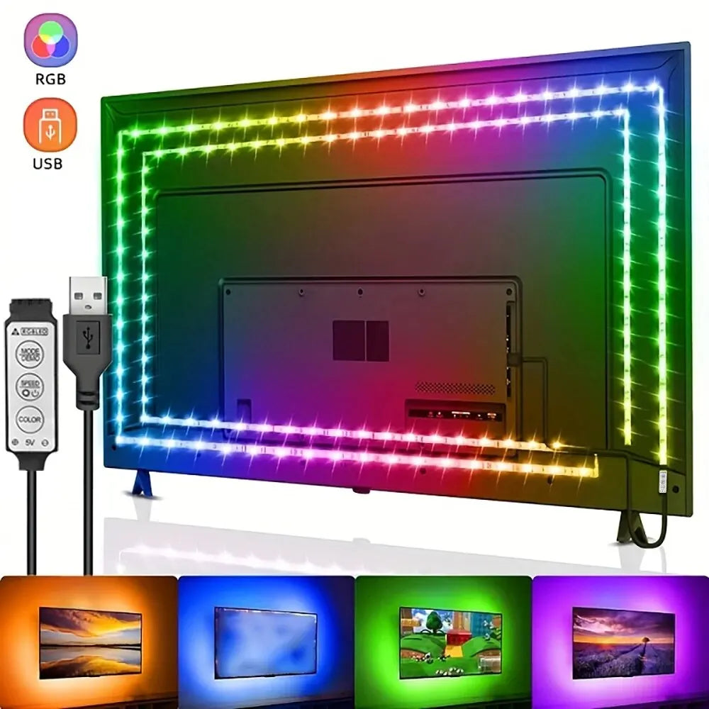 Ruban LED RGB TV Pro™ — Rétroéclairage USB 5V, Contrôle 3 Touches, 1m à 10m