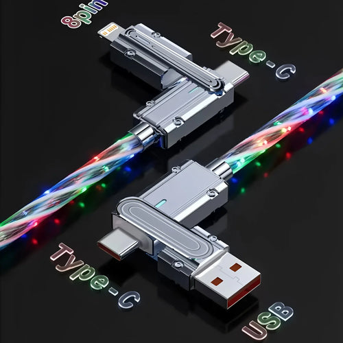 Câble USB-C 4-en-1 Pro™ RGB — Charge Rapide 240W & Transfert de Données