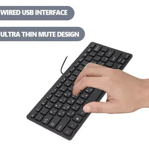 Clavier Ultra-Fin 78 Touches Pro™ — Silencieux, USB Filaire, Disposition FR/RU/DE
