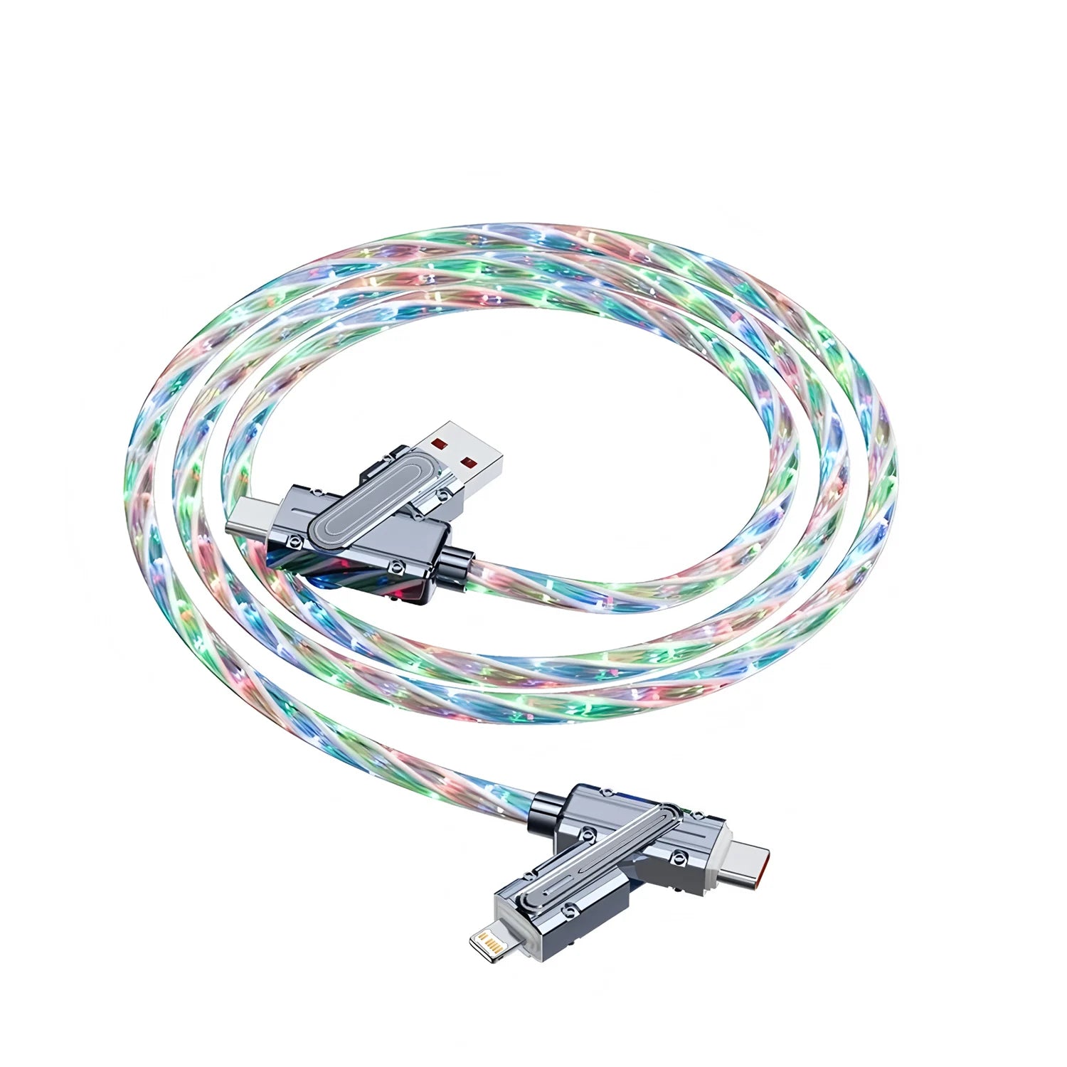Câble USB-C 4-en-1 Pro™ RGB — Charge Rapide 240W & Transfert de Données