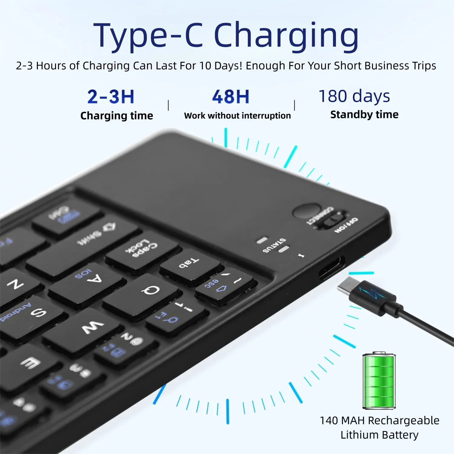 Clavier Pliable Pro™ – Bluetooth rechargeable 68 touches