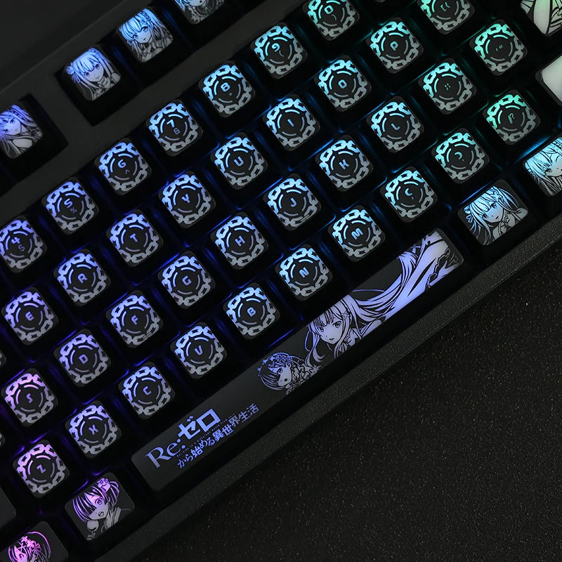Rem Anime Keycaps Pro™ — Rétroéclairés, Compatible MX / Logitech / Razer / Corsair