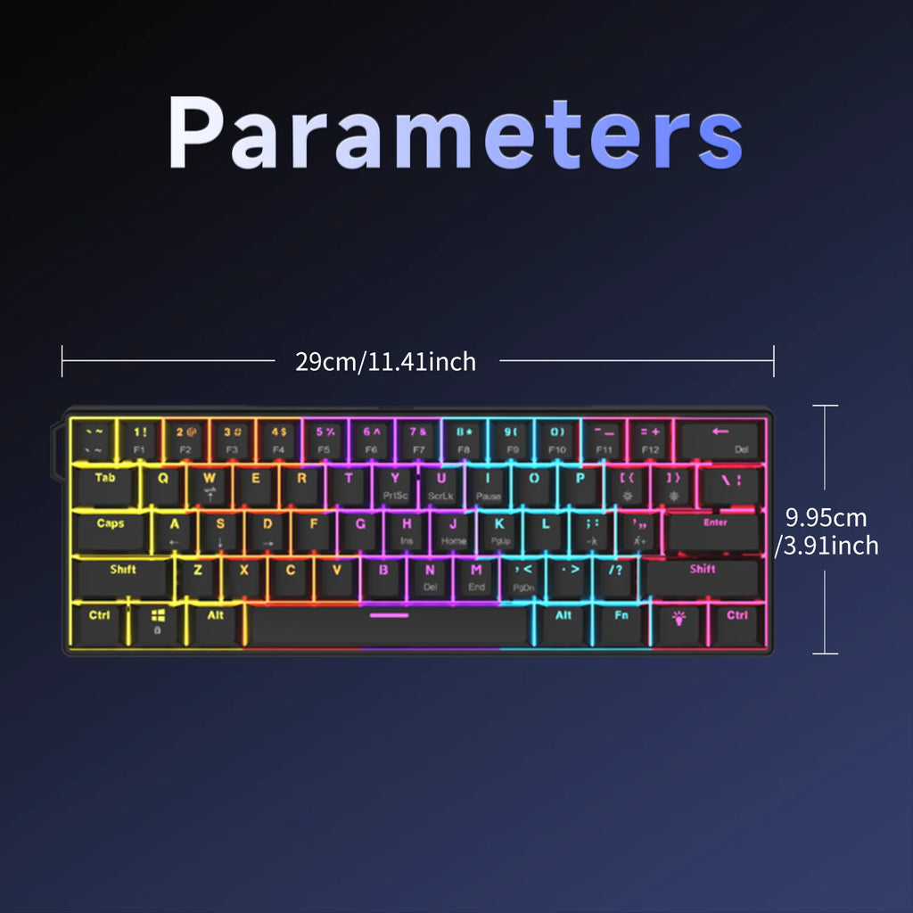 Clavier Mécanique Gaming Pro™ NK61 — 61 Touches Hot-Swap RGB, Switch Red, 60%