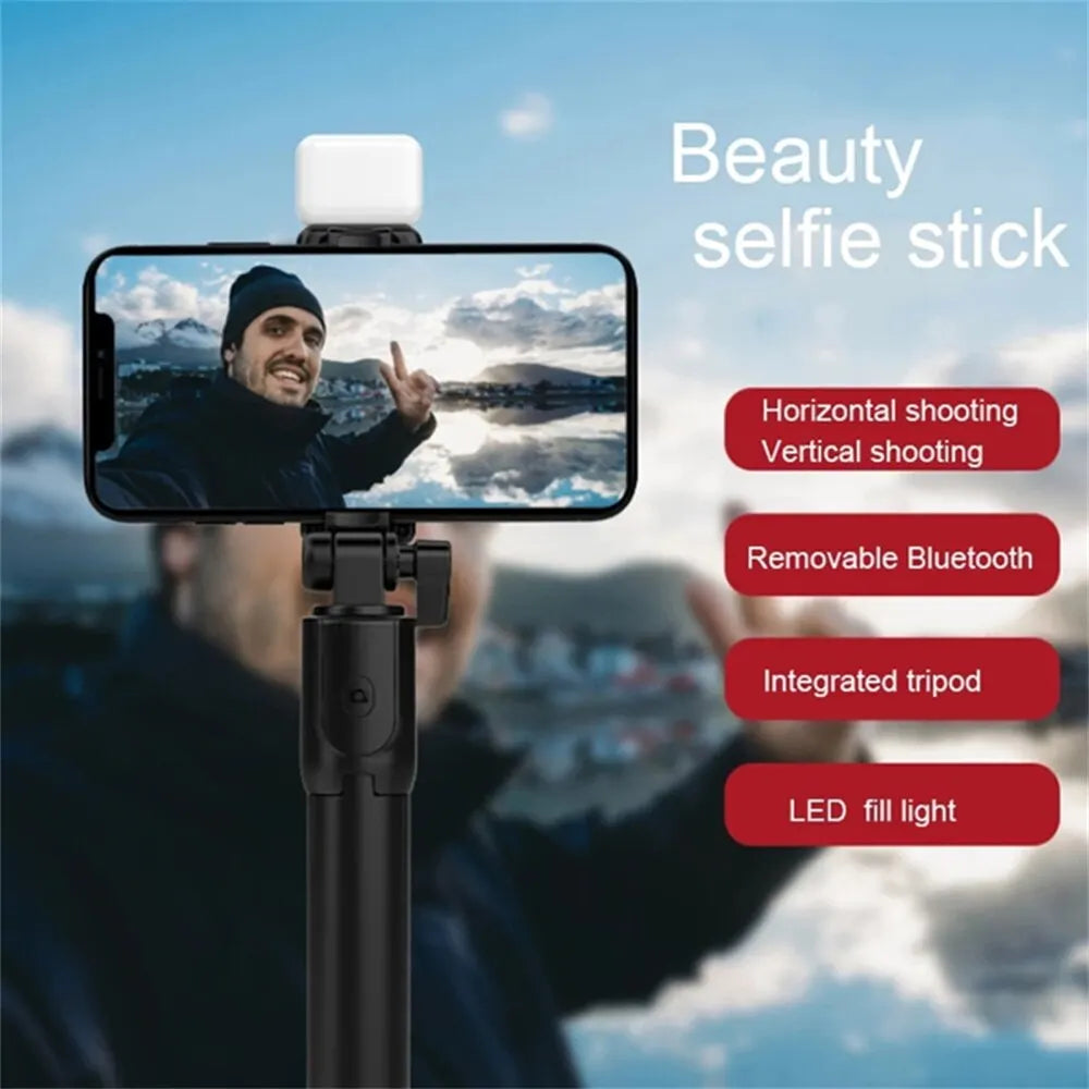 Perche Selfie Pro™ – Trépied Bluetooth avec Télécommande & Lumière