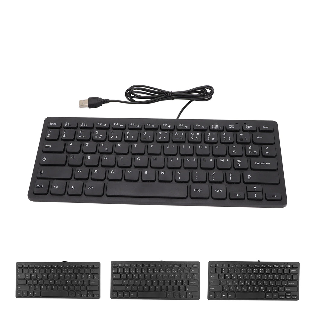 Clavier Ultra-Fin 78 Touches Pro™ — Silencieux, USB Filaire, Disposition FR/RU/DE
